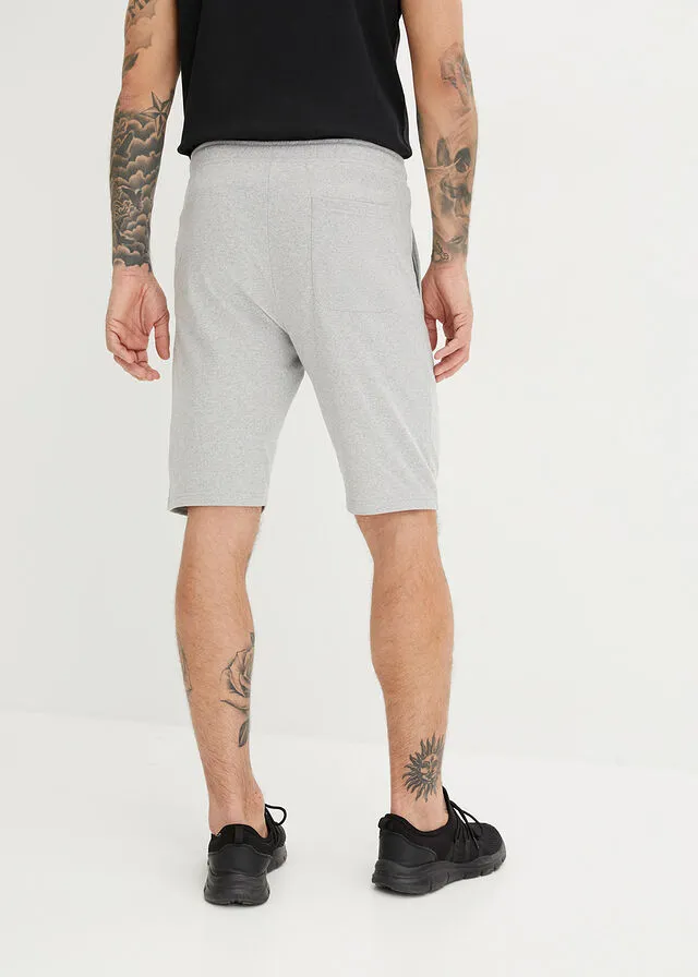 Bermudas de punto (2 unidades), regular fit Negro-gris claro jaspeado estampado