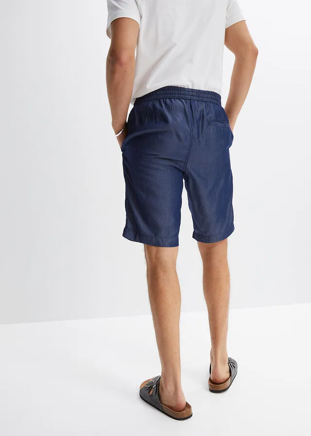 Bermudas sin cierre de TENCEL™ lyocell con corte holgado denim oscuro