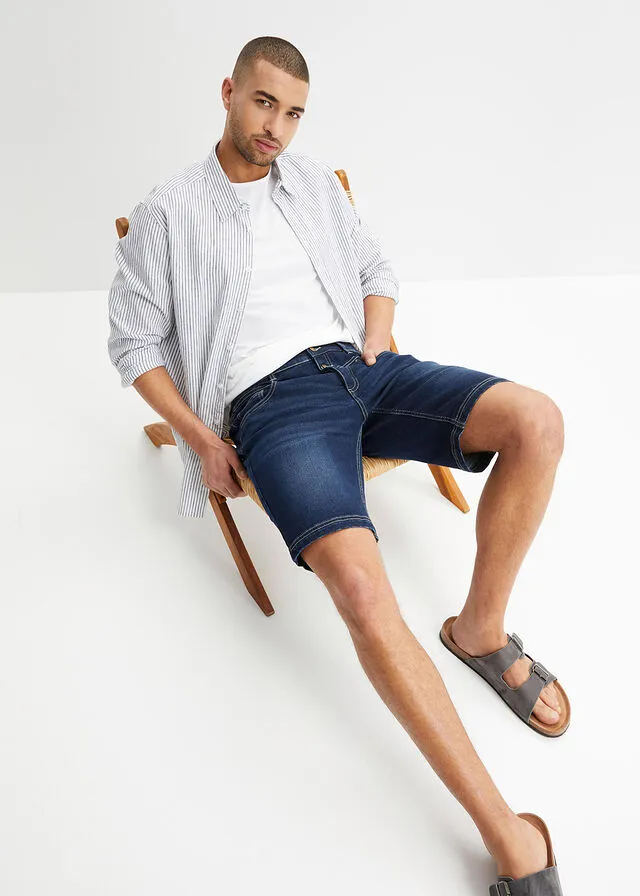 Bermudas vaqueras elásticas de corte regular Denim