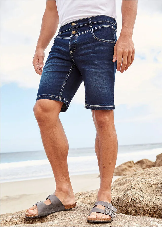 Bermudas vaqueras elásticas de corte regular Denim