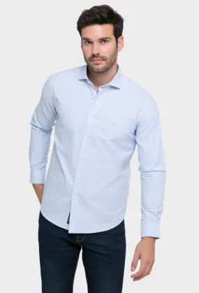 Camisa clásica celeste con cuello italiano