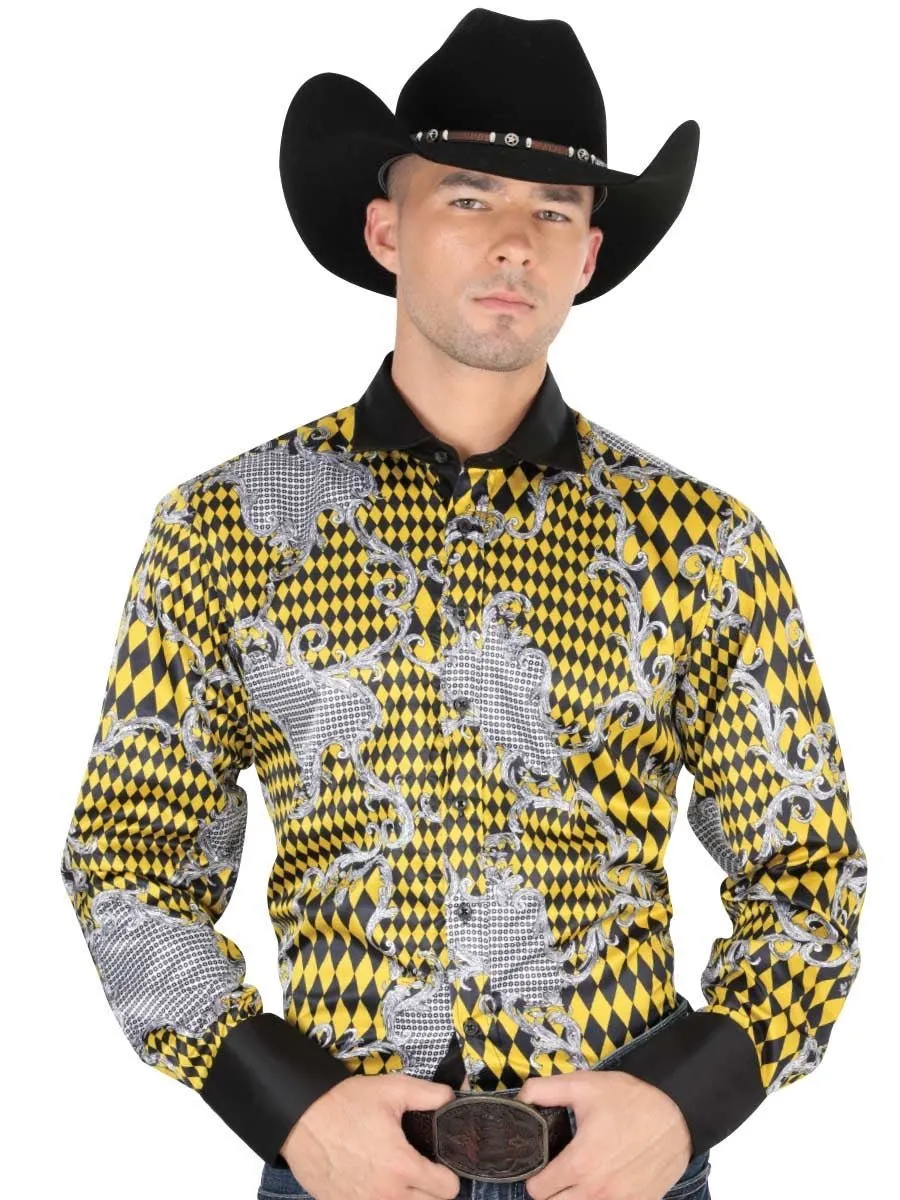 Camisa Vaquera Manga Larga Para Hombre 'El General' YELLOW-34687-