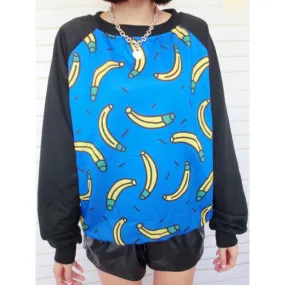 Cool Banana Printed Sleeve Thin Sweater