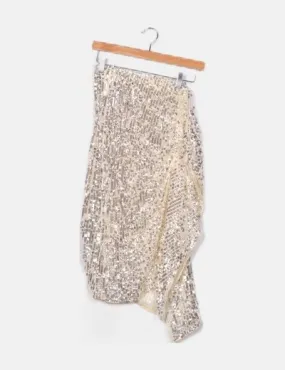 H&M Falda midi pailettes glitter