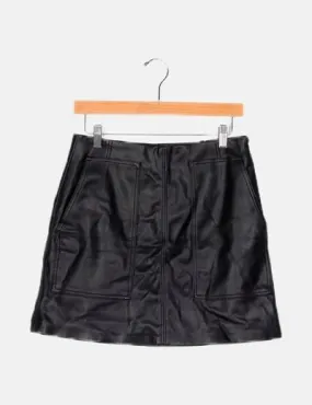 H&M Falda negra polipiel