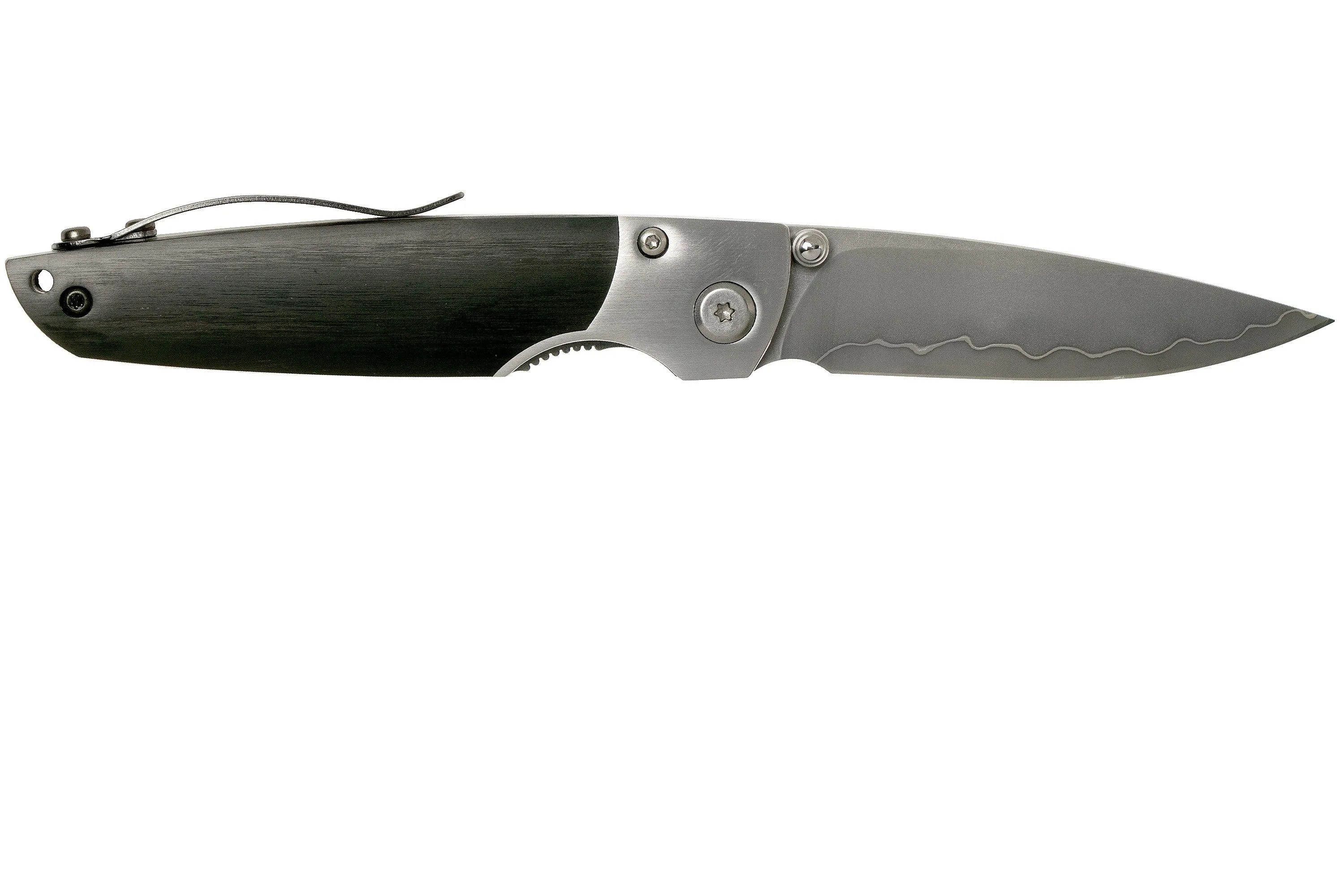 Mcusta MC-144G Shinra Mixture Teana, Black pakkawood, cuchillo de caballero