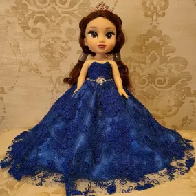 Muñeca de 15 Años Azul Rey Strapless Encaje