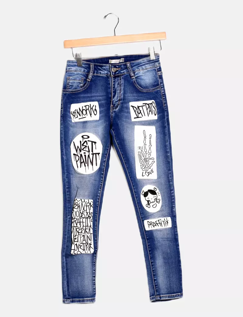 Oxygene Jeans denim print letras