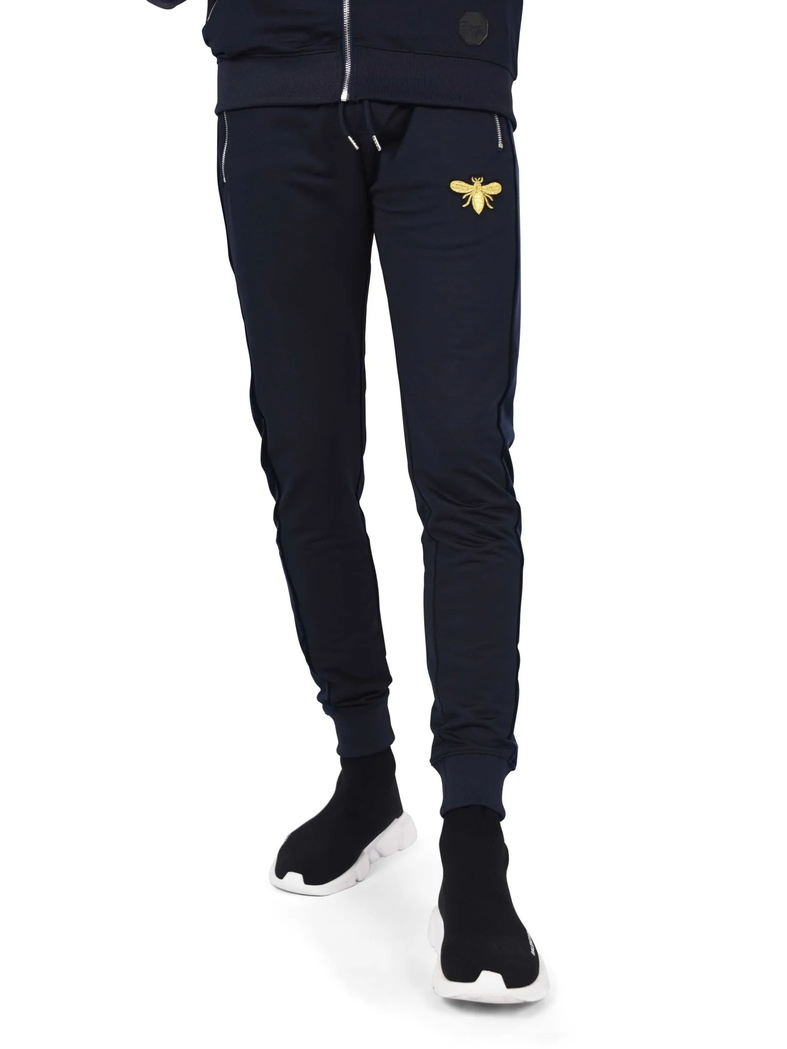 Pantalón bicolor con parche de abeja