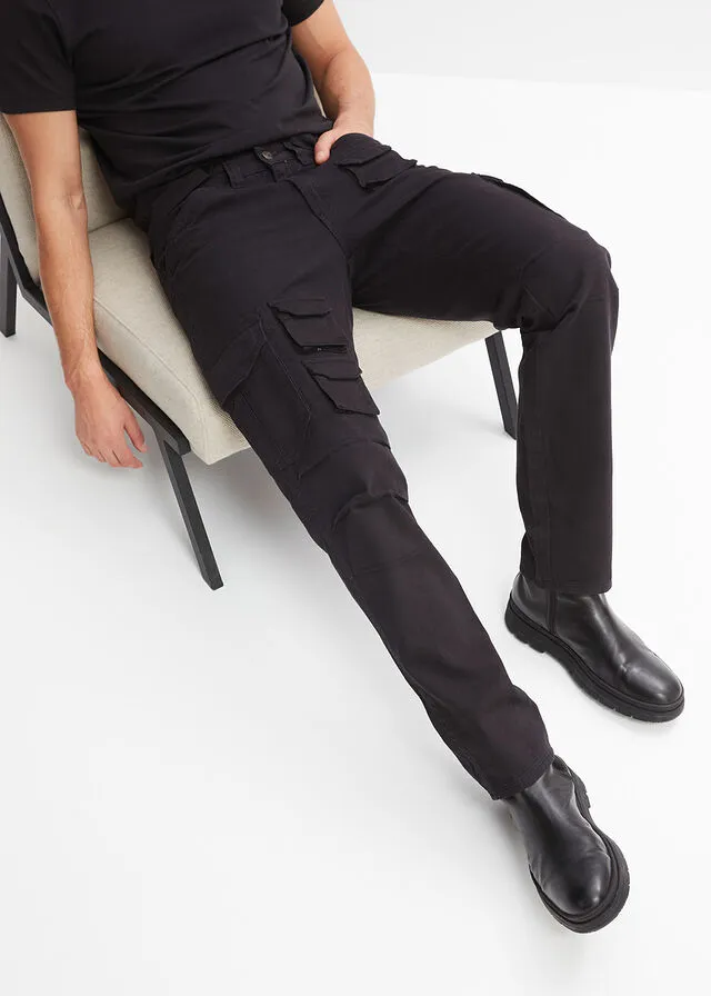 Pantalón tipo cargo de corte holgado y recto Negro