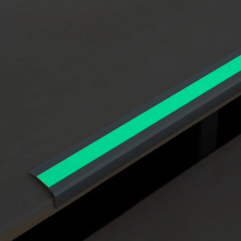 Perfil antideslizante para peldaños, aluminio m2, Easy Clean, fluorescente, ancho 1000 mm, adhesivo