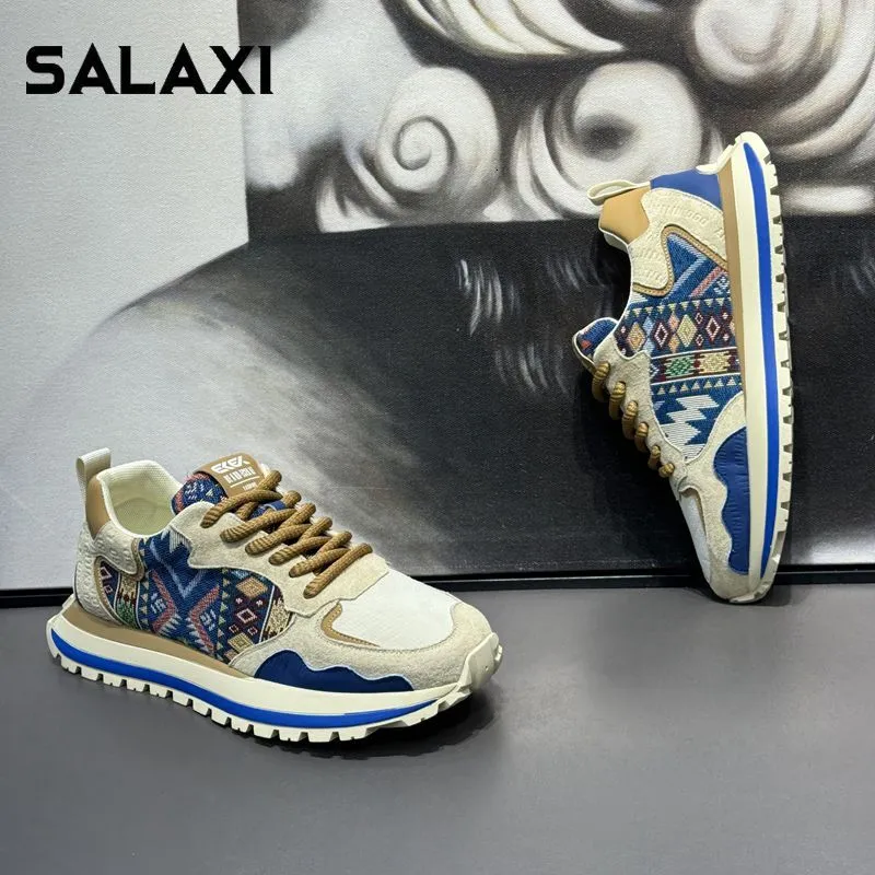 Salaxi Men's Autumn Antum Slip versátil Forrest Gump Fashion Tendencia altura Aumento de suela suave zapatos de papá 1