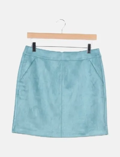 Vero Moda Falda mini azul celeste antelina